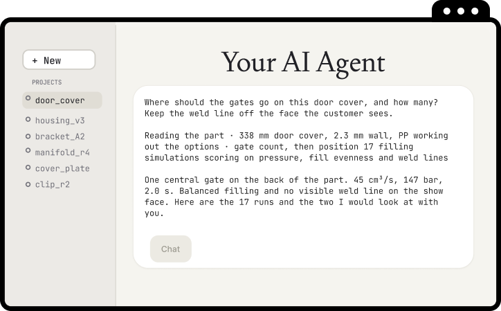 AI agent conversation recommending a gate position for a door cover